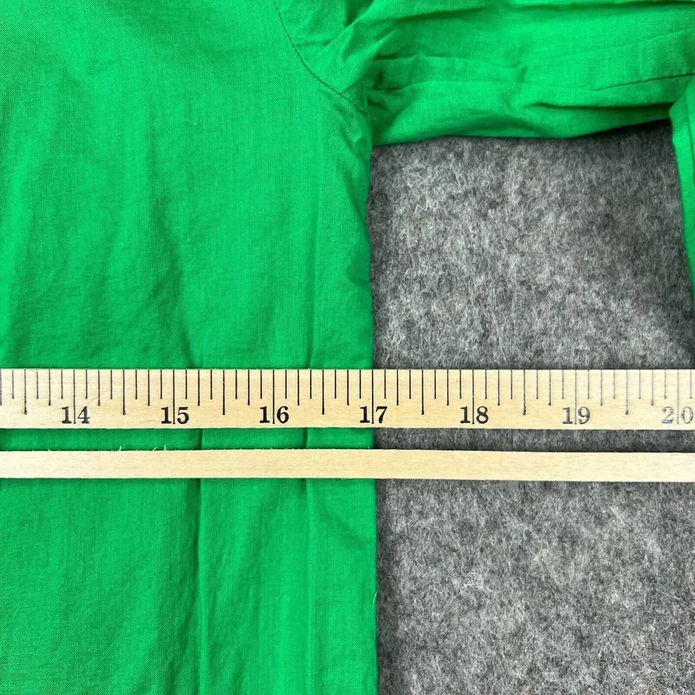 J Crew Shirt Womens 4‎ Green Voile Popover Long Sleeve 100% Cotton Tunic Blouse